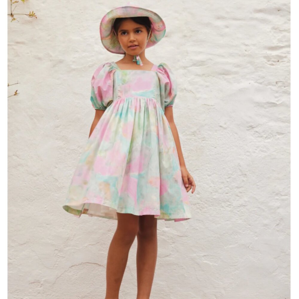 Bebe Organic Watercolor Violetta Dress Girls NWT